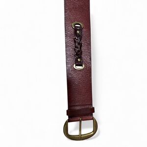 Fossil Womens Leather Woven Braided Buckle Belt Size L 38” long 2.5” wide